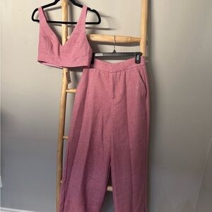 Showpo Pink Wide Leg Pants & Crop Top Set